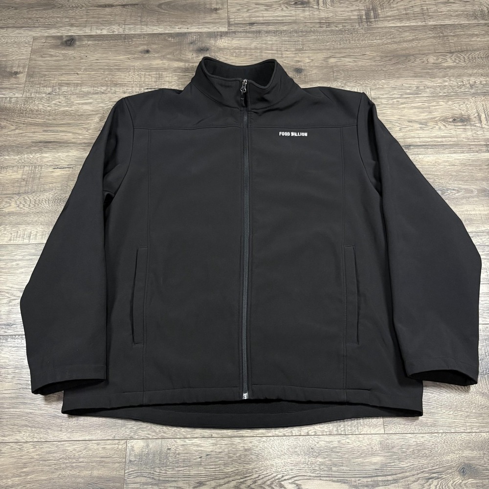 Food Lion Jacket Mens‎ XL Black Softshell Full Zip Fleece Lined Workwear Logo